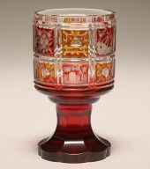 Bohemian glass wine goblet, 1840s;