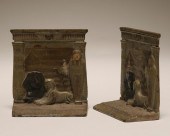 Egyptian themed cast metal bookends;