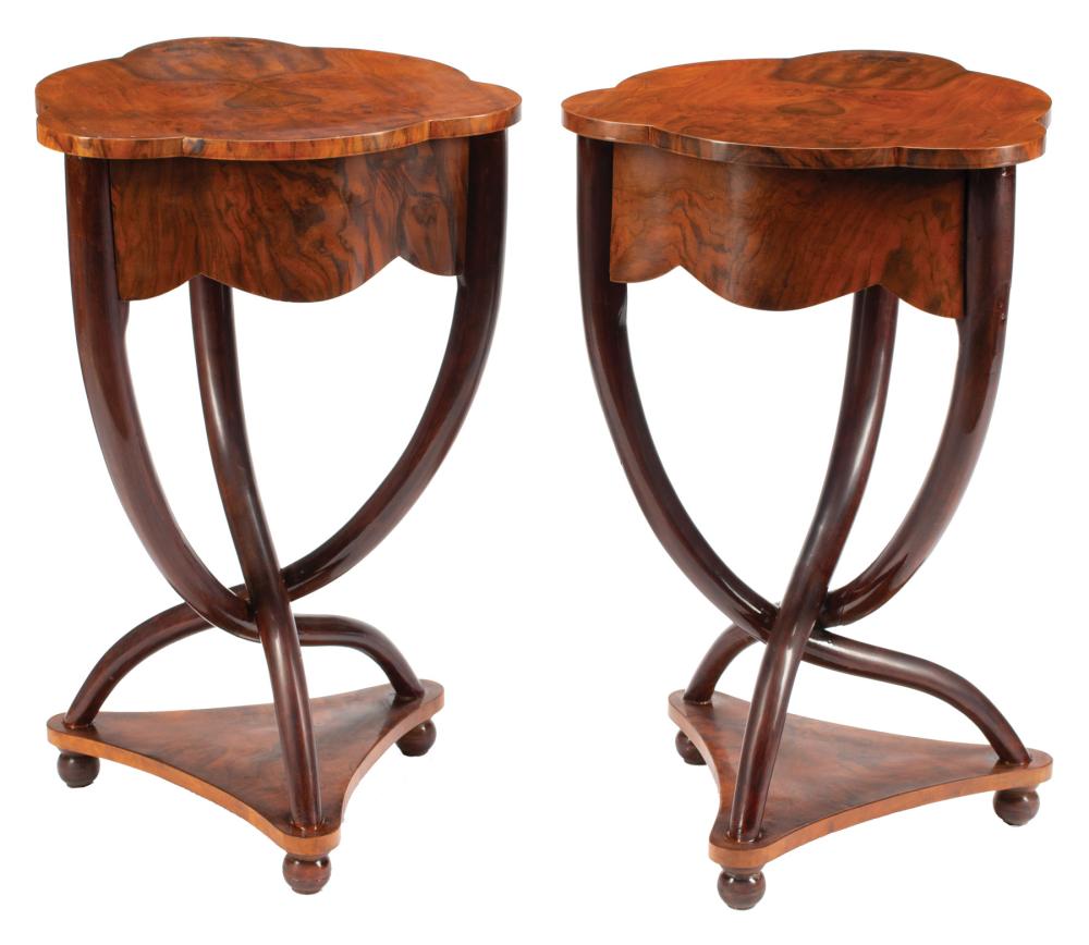 PAIR OF MAHOGANY AND BURLWOOD OCCASIONAL 319d46