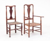 TWO AMERICAN COUNTRY QUEEN ANNE CHAIRS.