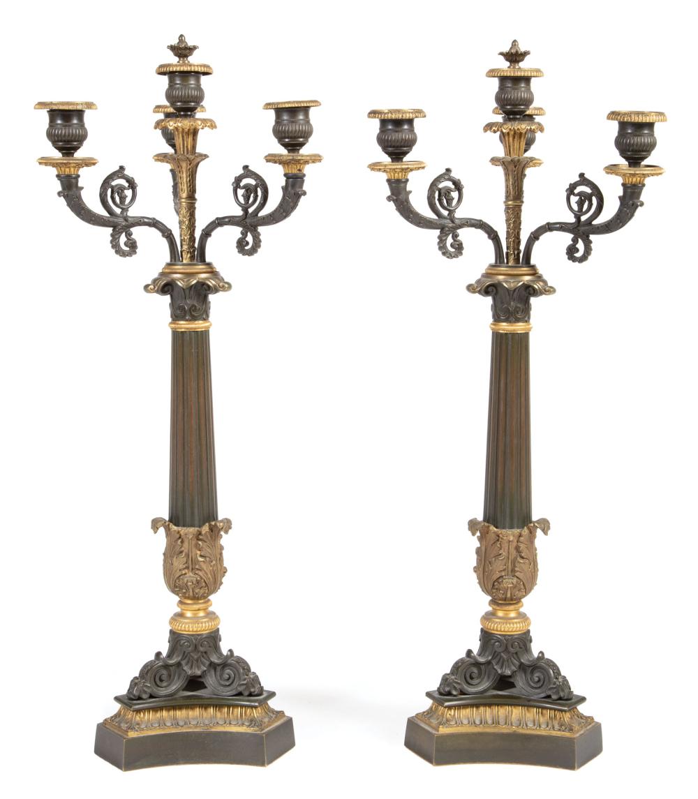 GILT AND PATINATED BRONZE CANDELABRAPair 31a0ba