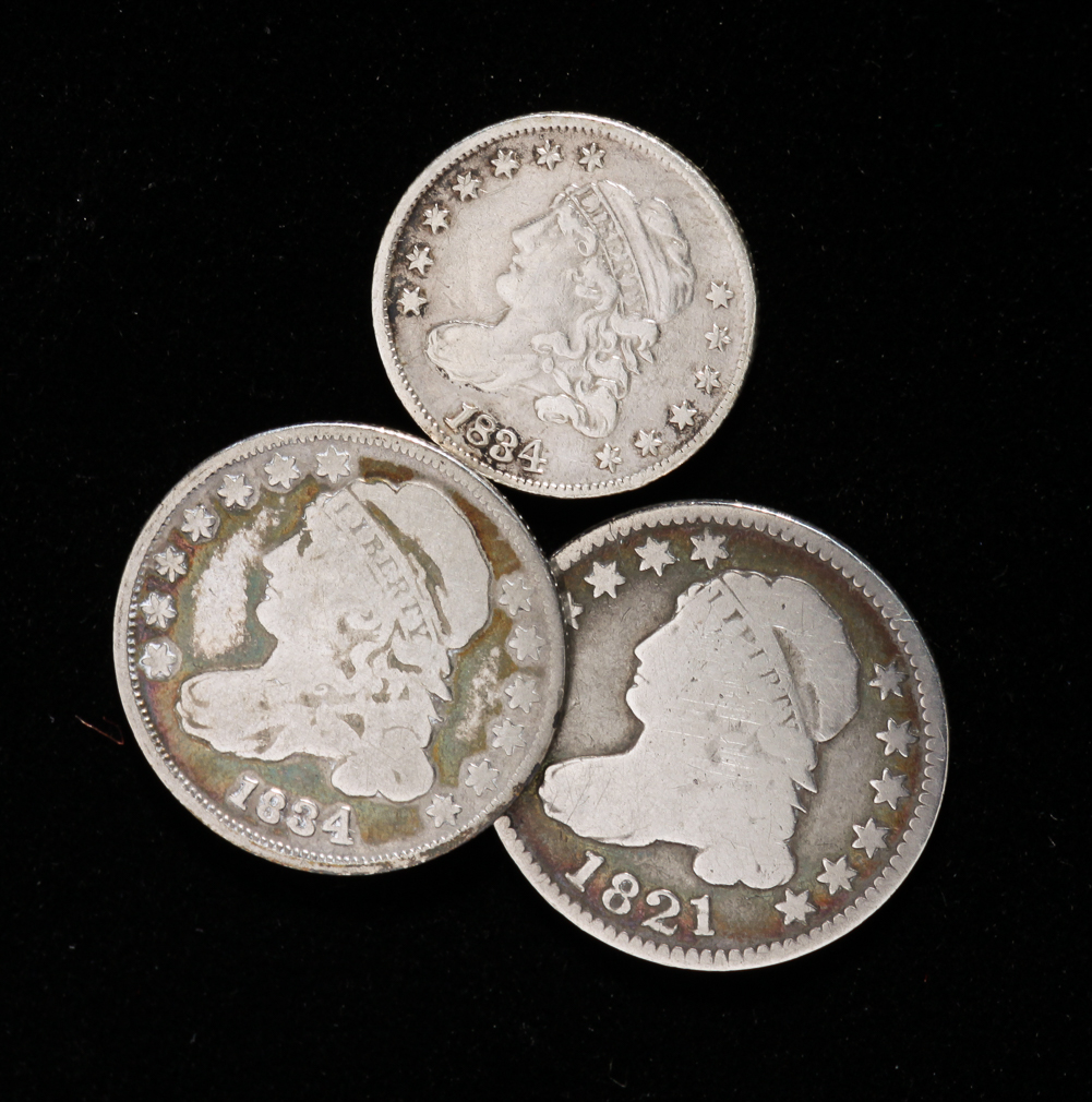 THREE EARLY AMERICAN SILVER CAPPED 31a253