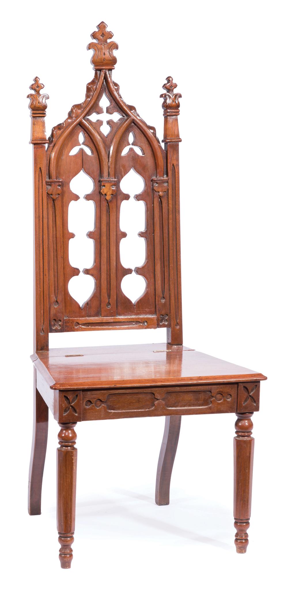 GOTHIC CARVED MAHOGANY HALL CHAIRGothic 31a289