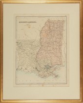 ANTIQUE MAP OF MISSISSIPPI AND LOUISIANAAntique