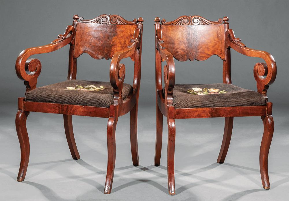 TWO LATE CLASSICAL CARVED MAHOGANY 31a615