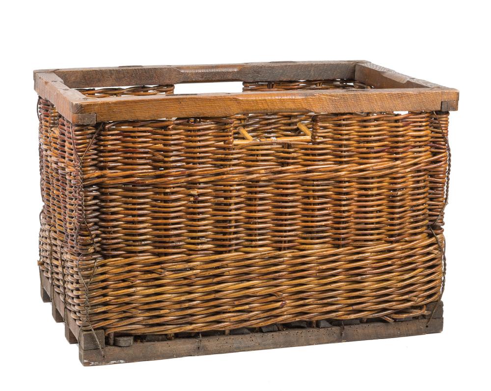 ANTIQUE FRENCH WICKER AND OAK WINE 31ceae