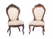 CARVED AND LAMINATED ROSEWOOD SIDE CHAIRS,