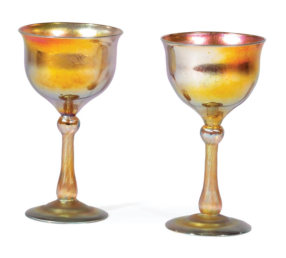 PAIR OF TIFFANY GOLD FAVRILE GLASS 31cfab