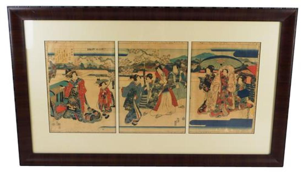 ASIAN JAPANESE WOODBLOCK TRIPTYCH  31d0f4