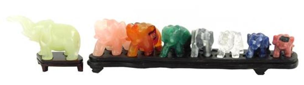 CARVED HARDSTONE ELEPHANTS EIGHT 31d1f3