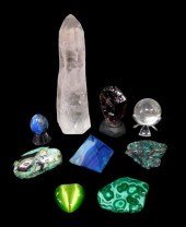 SEMI-PRECIOUS STONES, SOME CARVED AND