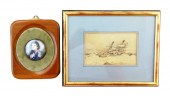 TWO FRAMED ARTWORKS ONE MINIATURE 31d2bf