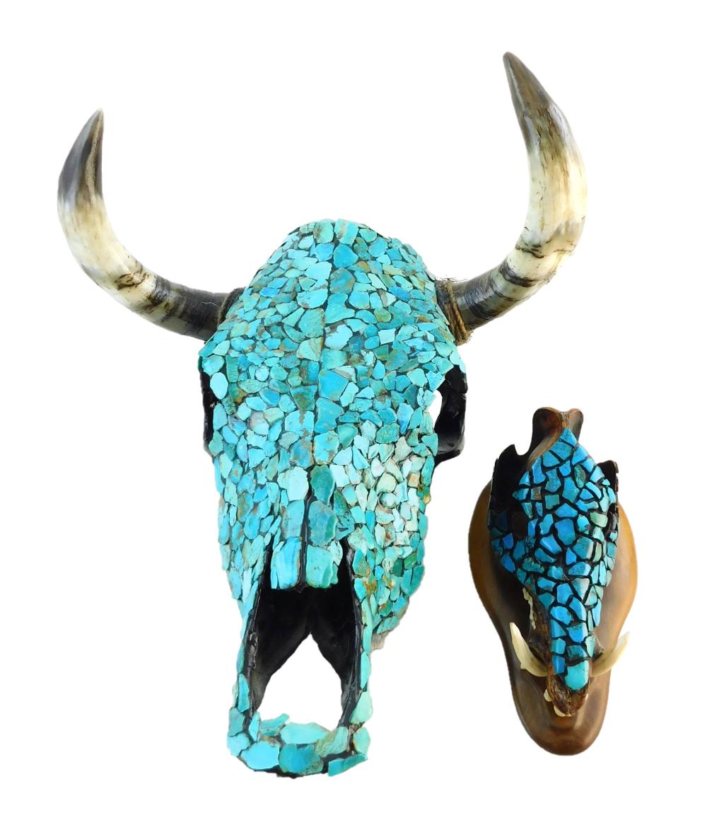 TURQUOISE MOUNTED COW SKULL AND 31d2f1