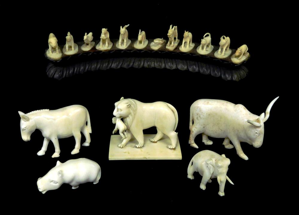 ASIAN FIVE CARVED IVORY ANIMALS 31d34c