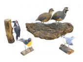 FOUR BIRD CARVINGS, LATE 20TH/ EARLY