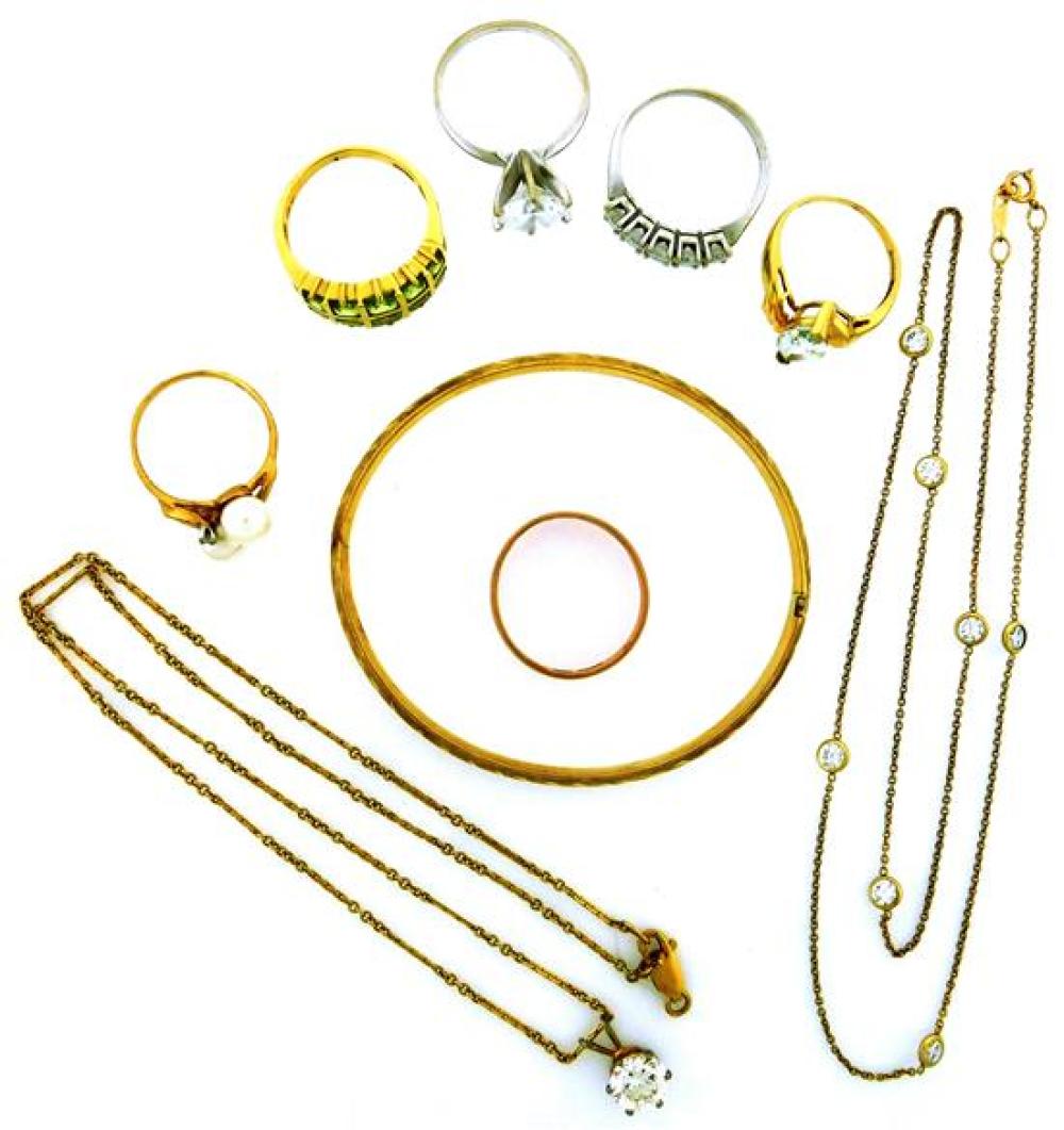 JEWELRY: TEN GOLD ITEMS: STAMPED