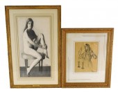 TWO FRAMED DRAWINGS ON PAPER, INCLUDING:
