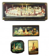 RUSSIAN HAND-PAINTED LACQUER BOXES,