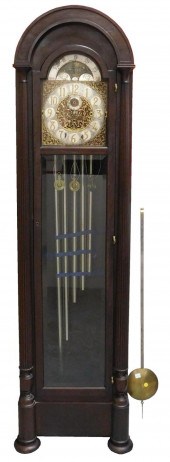 HERSCHEDES FIVE-TUBE MAHOGANY TALL CLOCK,