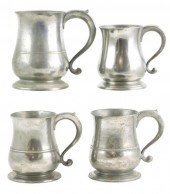 FOUR ASSORTED 19TH C PEWTER TANKARDS  31d9c5