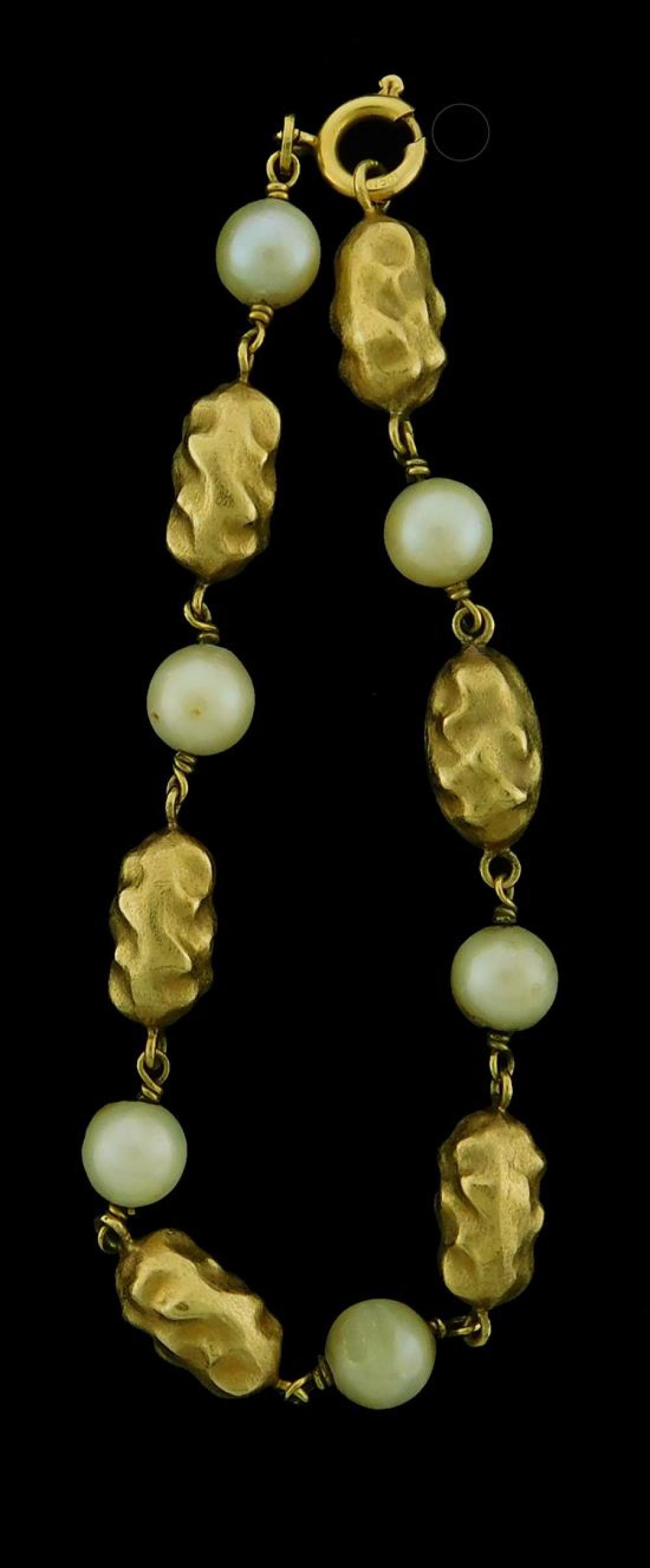 JEWELRY 18K GOLD BEAD AND PEARL 31dc19