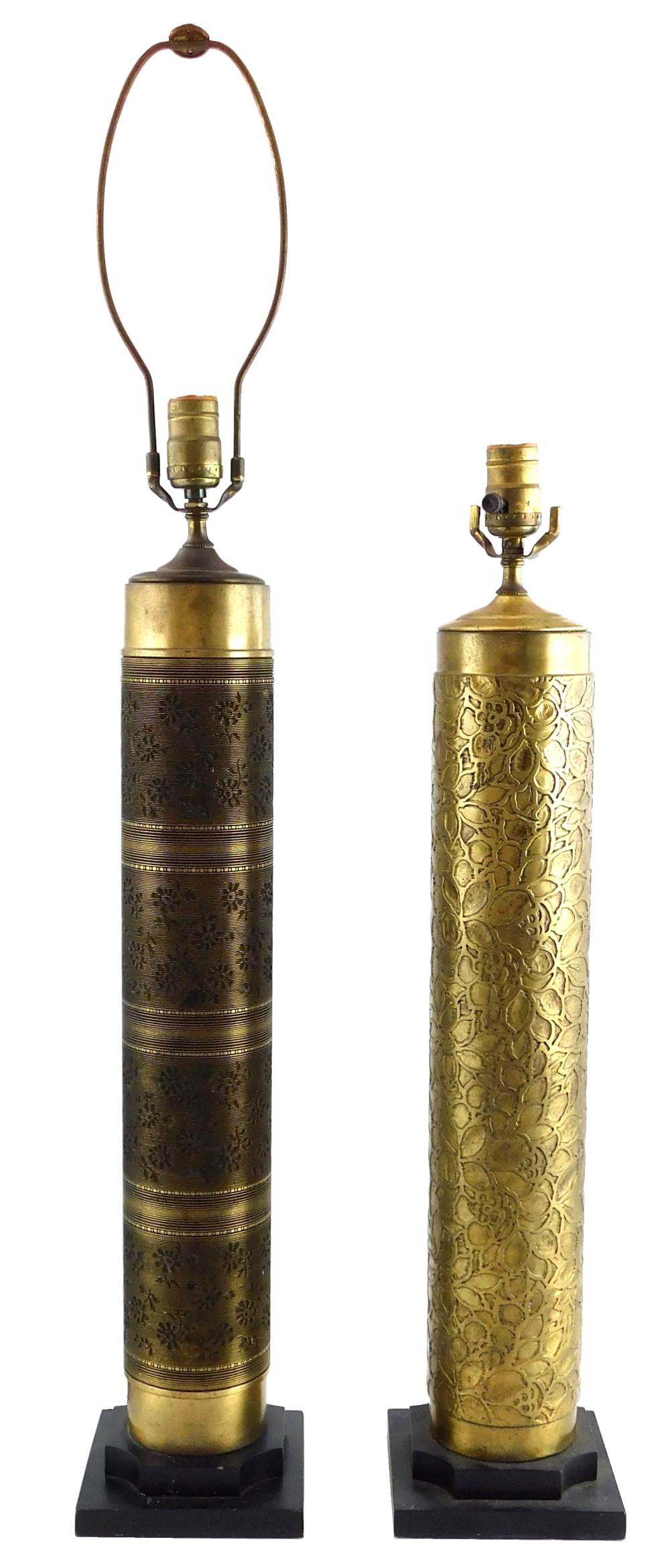 TWO BRASS CYLINDER WALLPAPER ROLLERS 31dc40