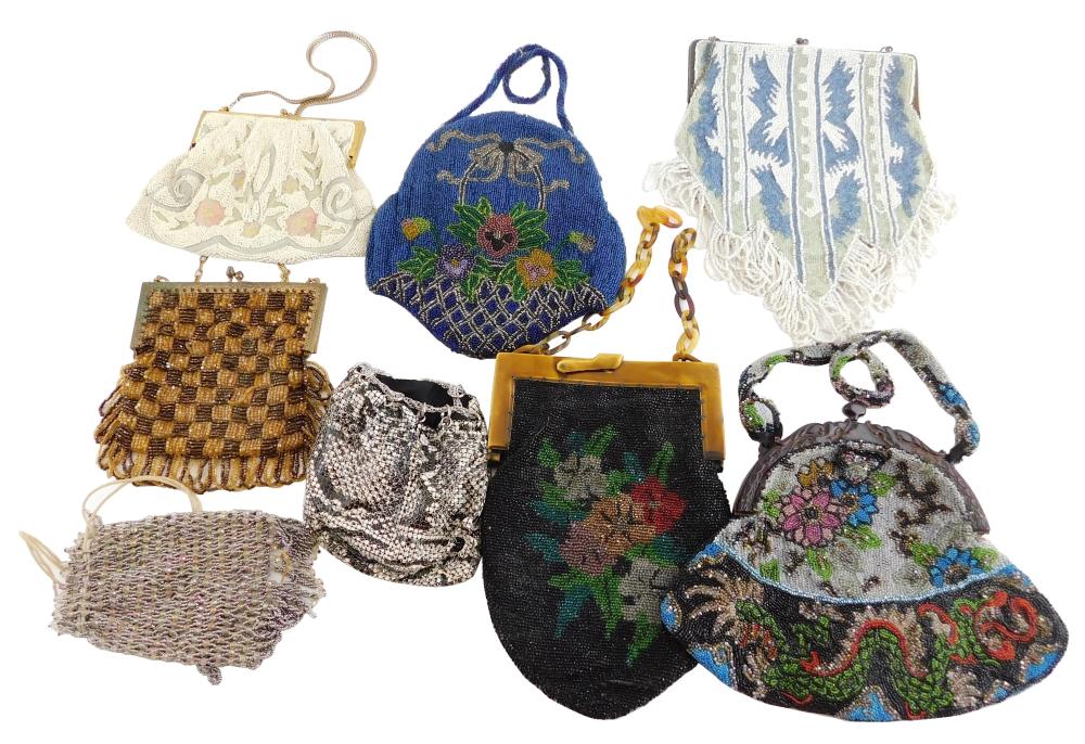 EIGHT VINTAGE BEADED PURSES MOST 31dce2