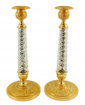 PAIR OF FRENCH EMPIRE STYLE CUT GLASS