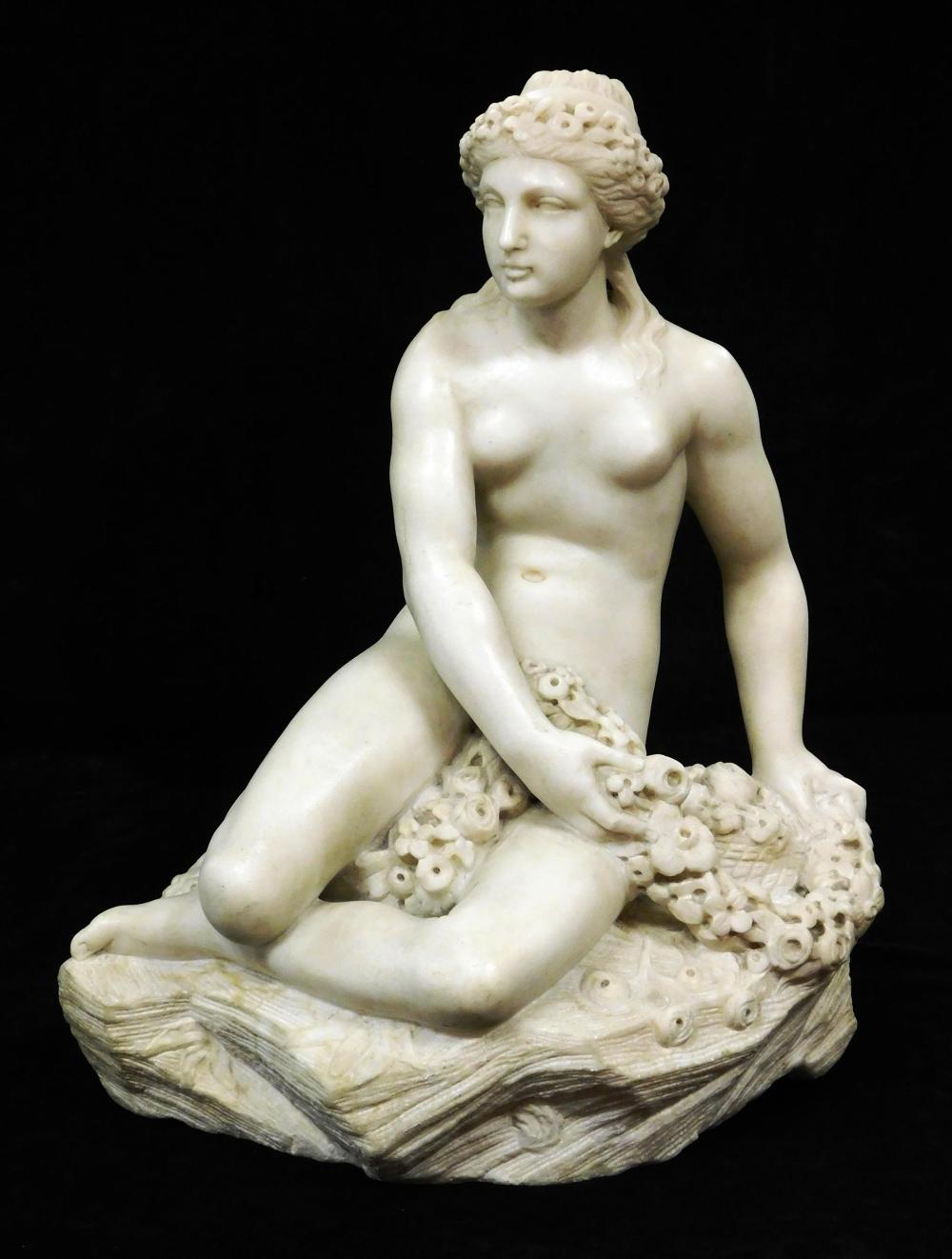 MARBLE SCULPTURE OF SEATED FEMALE 31ddce