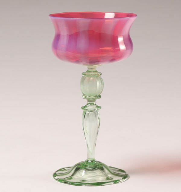 Tiffany pastel art glass goblet  4fc97