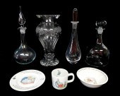 FIVE PIECES OF 20TH C. GLASS AND CHINA: