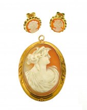 JEWELRY: 10K CAMEO PIN/PENDANT WITH