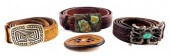 THREE LEATHER BELTS WITH SOUTHWESTERN 31e101