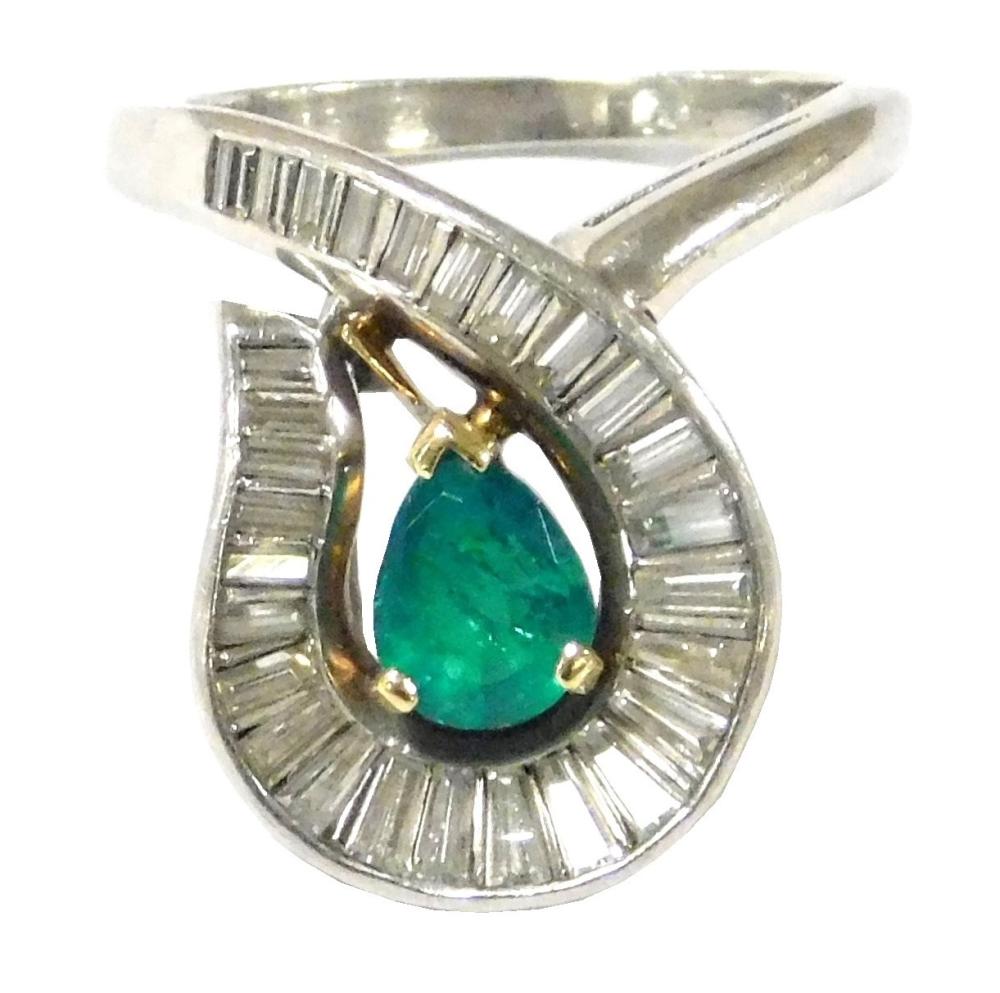 JEWELRY: WOMANS PLATINUM EMERALD AND