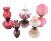 MINIATURE OIL LAMPS ALL WITH PINK  31e292