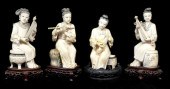 ASIAN: SET OF FOUR CARVED IVORY FIGURES