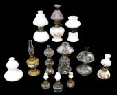 MINIATURE OIL LAMPS, ALL WITH WHITE