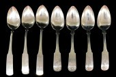 SILVER: SEVEN SERVING SPOONS, AMERICAN