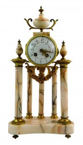 FRENCH STYLE ALABASTER MANTEL CLOCK