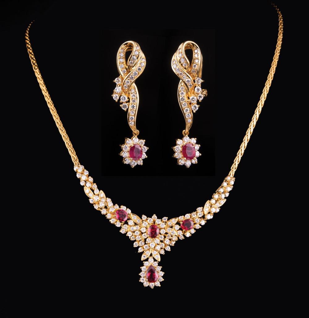 18 KT GOLD RUBY DIAMOND NECKLACE 31c0ad