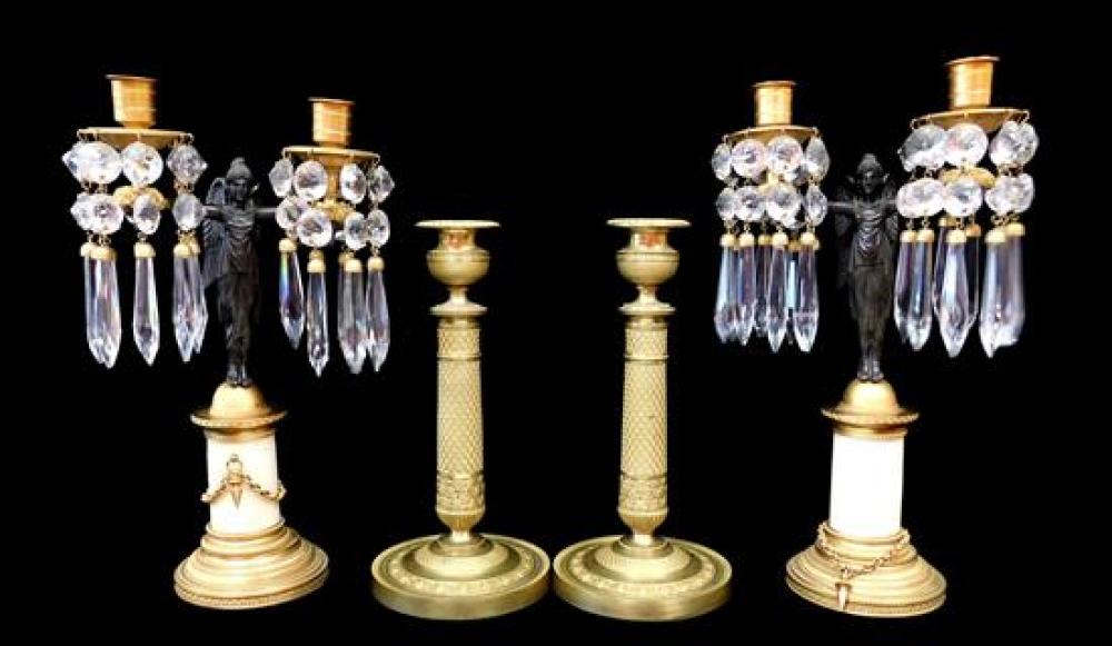 TWO PAIR OF FRENCH EMPIRE GILDED