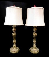 PAIR OF ROCOCO STYLE METAL CANDLESTICKS