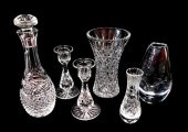 SIX PIECES OF CUT GLASS, INCLUDING: