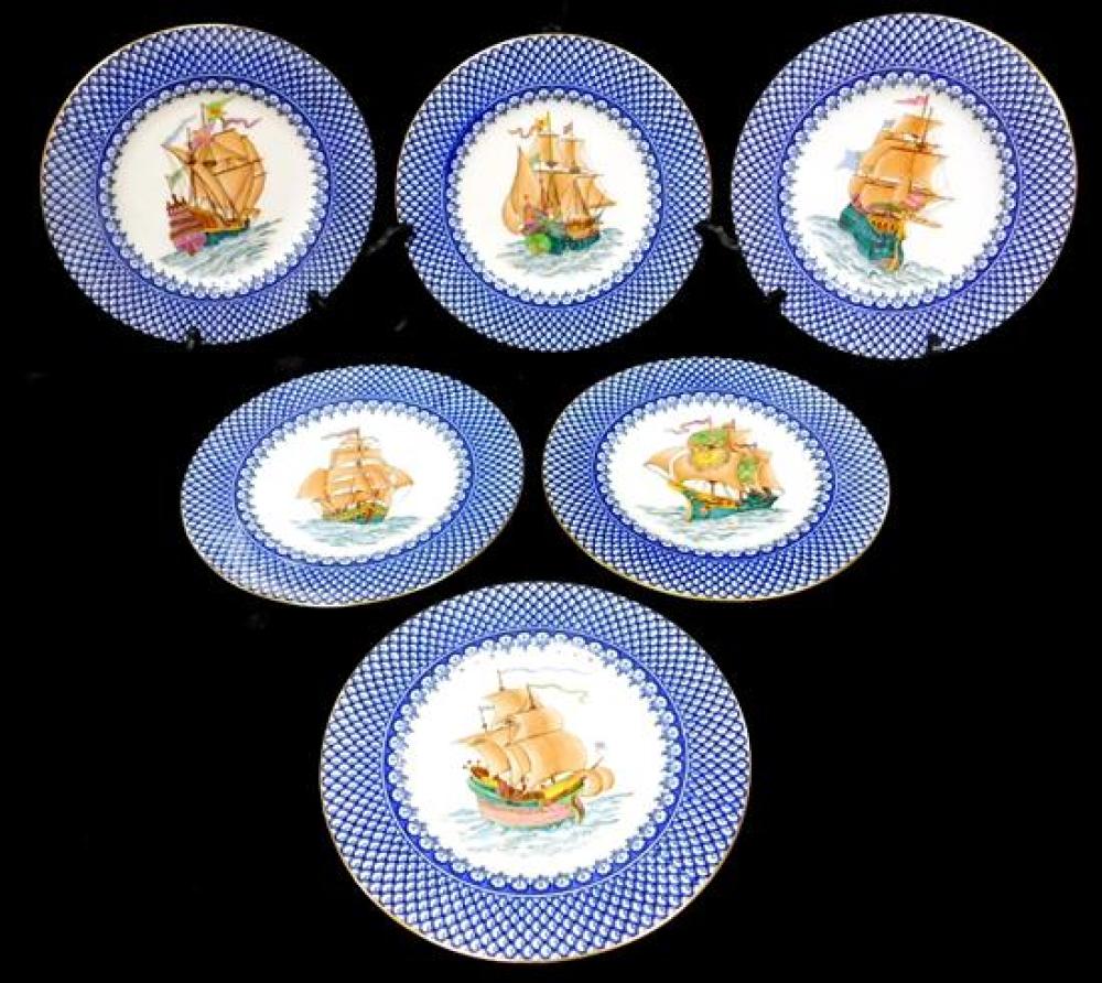 SIX WEDGWOOD DINNER PLATES HAND PAINTED 31c578