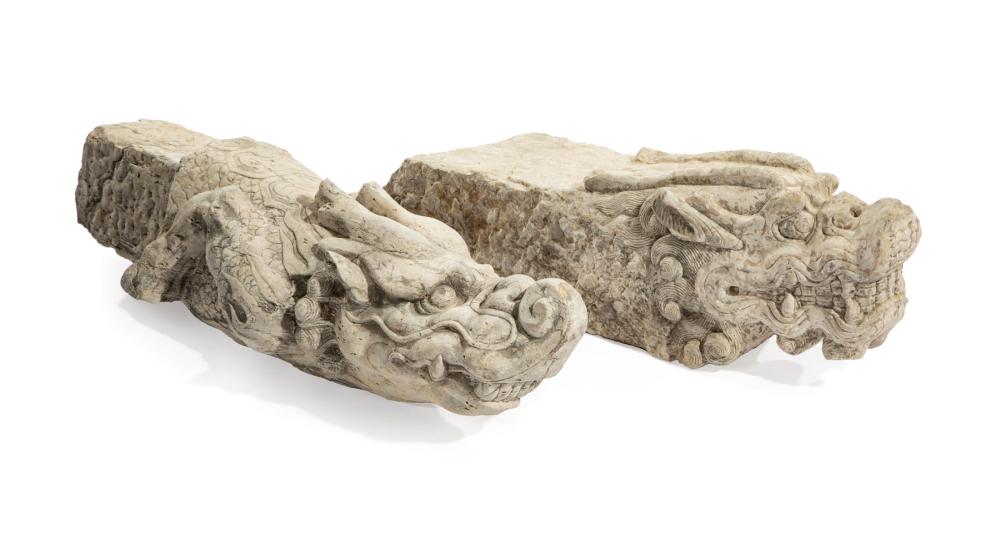 TWO CHINESE CARVED STONE ARCHITECTURAL 31c704