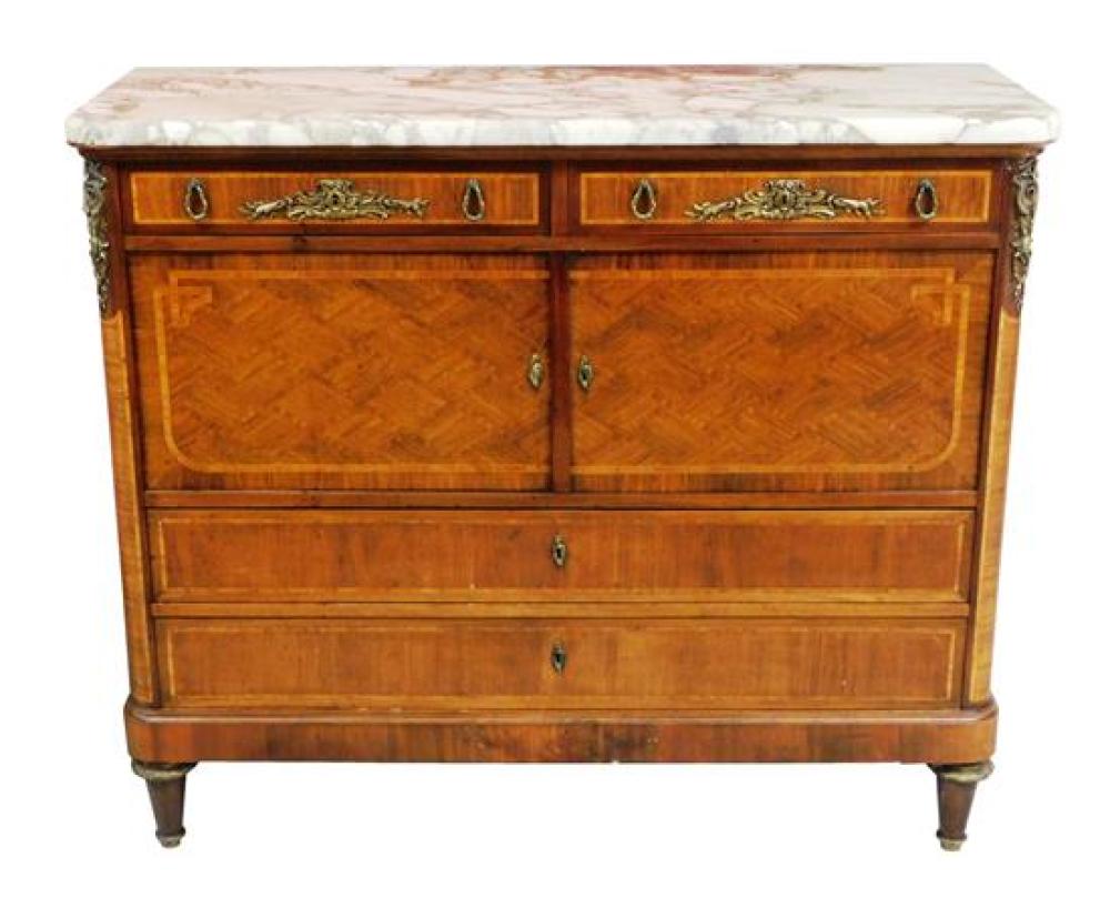 LOUIS XVI STYLE MARBLE TOP CHEST 31cd11
