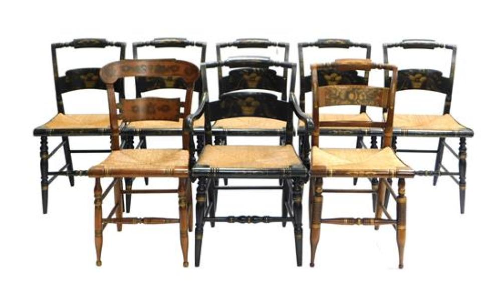 EIGHT HITCHCOCK CHAIRS WITH RUSH 31cd55