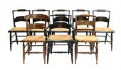 EIGHT HITCHCOCK CHAIRS WITH RUSH SEATS,