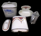 THREE ENAMELWARE ITEMS, INCLUDING: ONE
