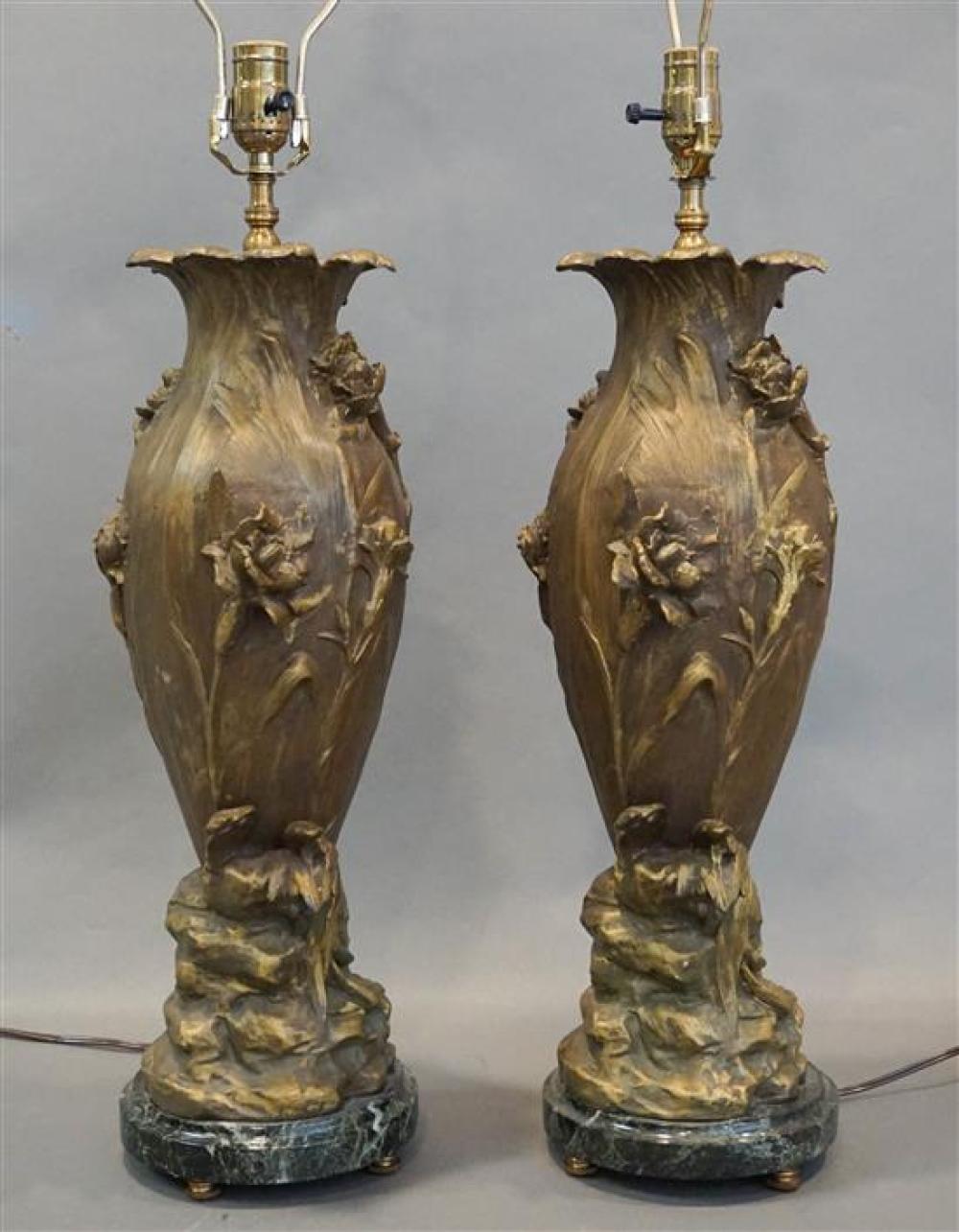 PAIR OF ART NOUVEAU STYLE PATINATED 31f7cb